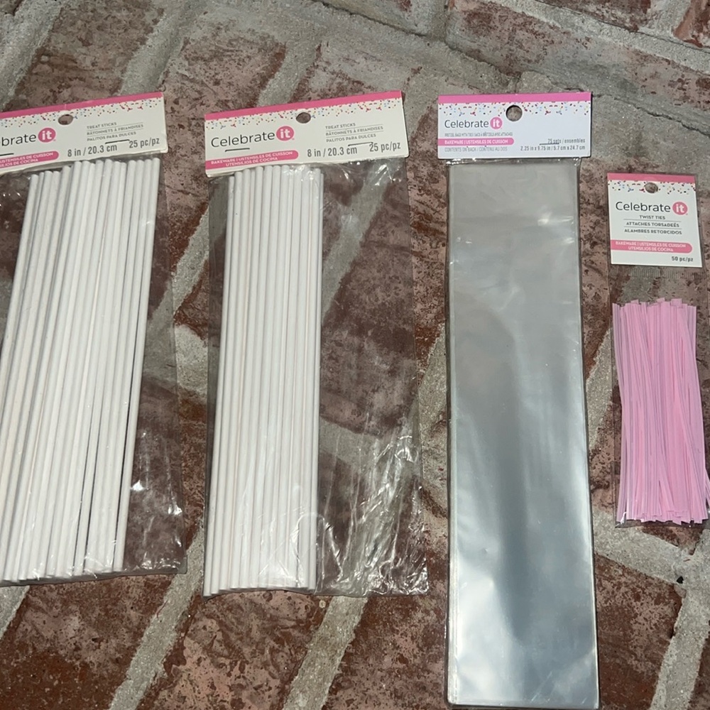 Celebrate It .. baking accessories. Treat sticks/pretzel bags/twist ties